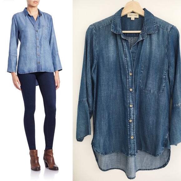 Anthropologie Tops - Anthro • Cloth & Stone • Hi-Lo Chambray Shirt • XS